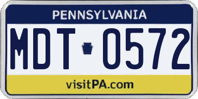 PA license plate MDT0572