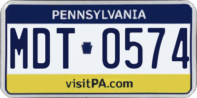PA license plate MDT0574