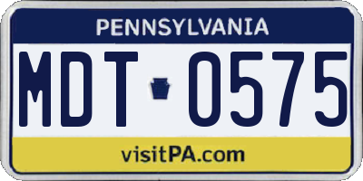 PA license plate MDT0575