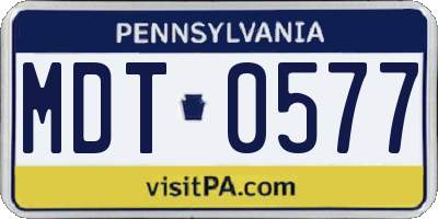 PA license plate MDT0577