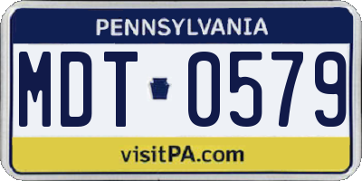PA license plate MDT0579