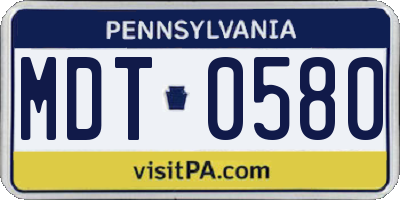 PA license plate MDT0580
