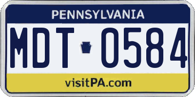 PA license plate MDT0584