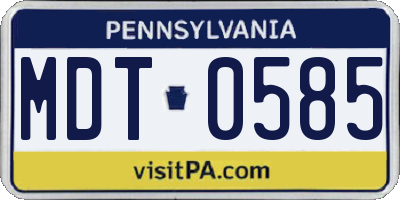 PA license plate MDT0585