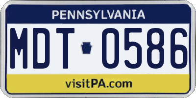 PA license plate MDT0586