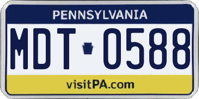 PA license plate MDT0588