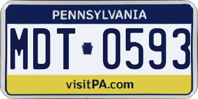 PA license plate MDT0593