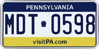 PA license plate MDT0598