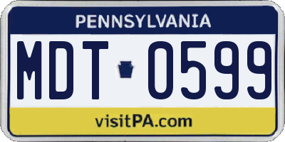 PA license plate MDT0599