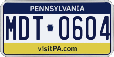 PA license plate MDT0604