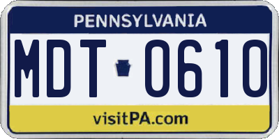 PA license plate MDT0610