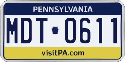PA license plate MDT0611
