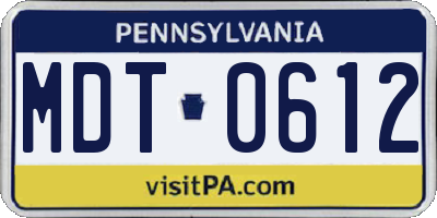 PA license plate MDT0612