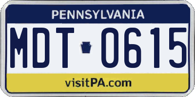 PA license plate MDT0615