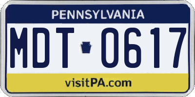 PA license plate MDT0617