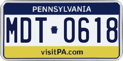 PA license plate MDT0618