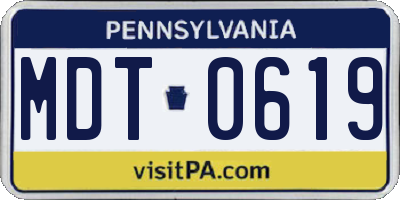 PA license plate MDT0619