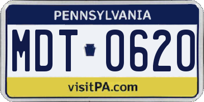 PA license plate MDT0620