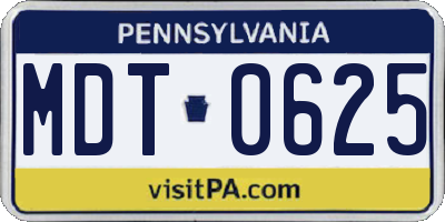 PA license plate MDT0625