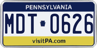 PA license plate MDT0626
