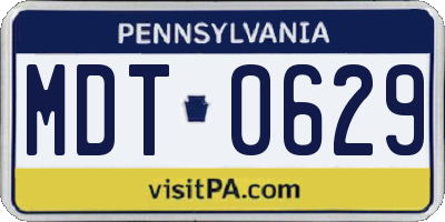 PA license plate MDT0629