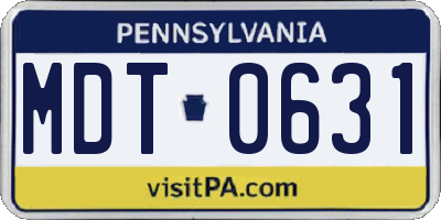 PA license plate MDT0631