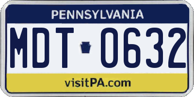 PA license plate MDT0632