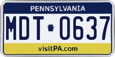 PA license plate MDT0637