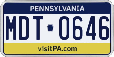 PA license plate MDT0646
