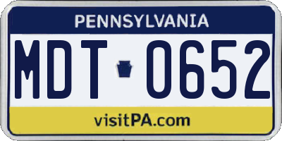 PA license plate MDT0652