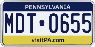 PA license plate MDT0655
