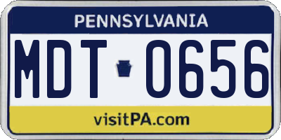 PA license plate MDT0656