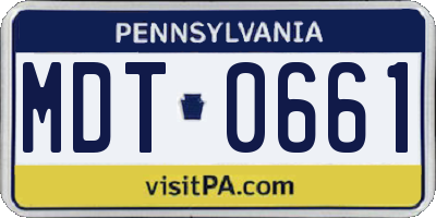PA license plate MDT0661