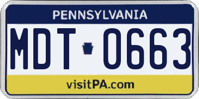 PA license plate MDT0663