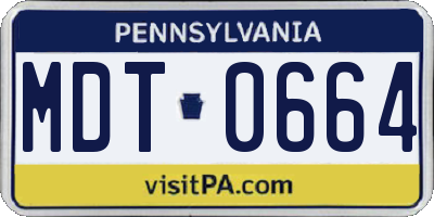 PA license plate MDT0664