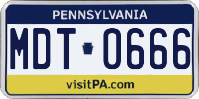 PA license plate MDT0666