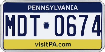 PA license plate MDT0674