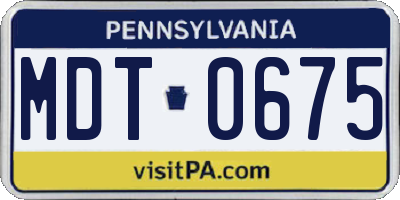 PA license plate MDT0675