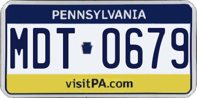 PA license plate MDT0679