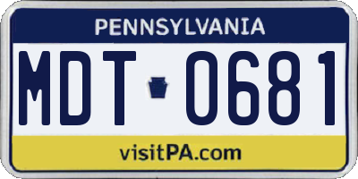 PA license plate MDT0681