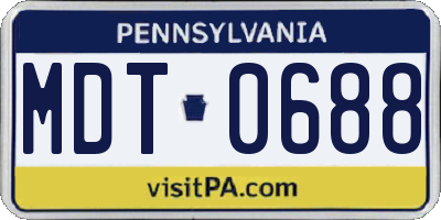 PA license plate MDT0688