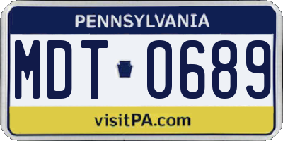 PA license plate MDT0689
