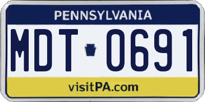 PA license plate MDT0691