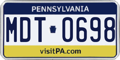 PA license plate MDT0698