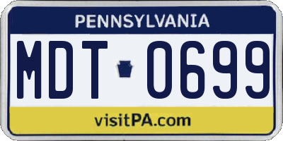 PA license plate MDT0699