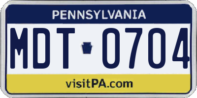PA license plate MDT0704