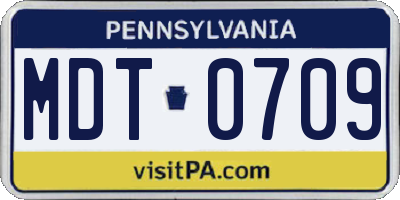 PA license plate MDT0709