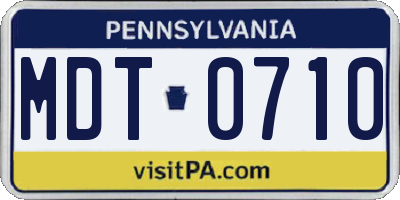 PA license plate MDT0710