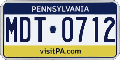 PA license plate MDT0712