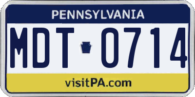 PA license plate MDT0714